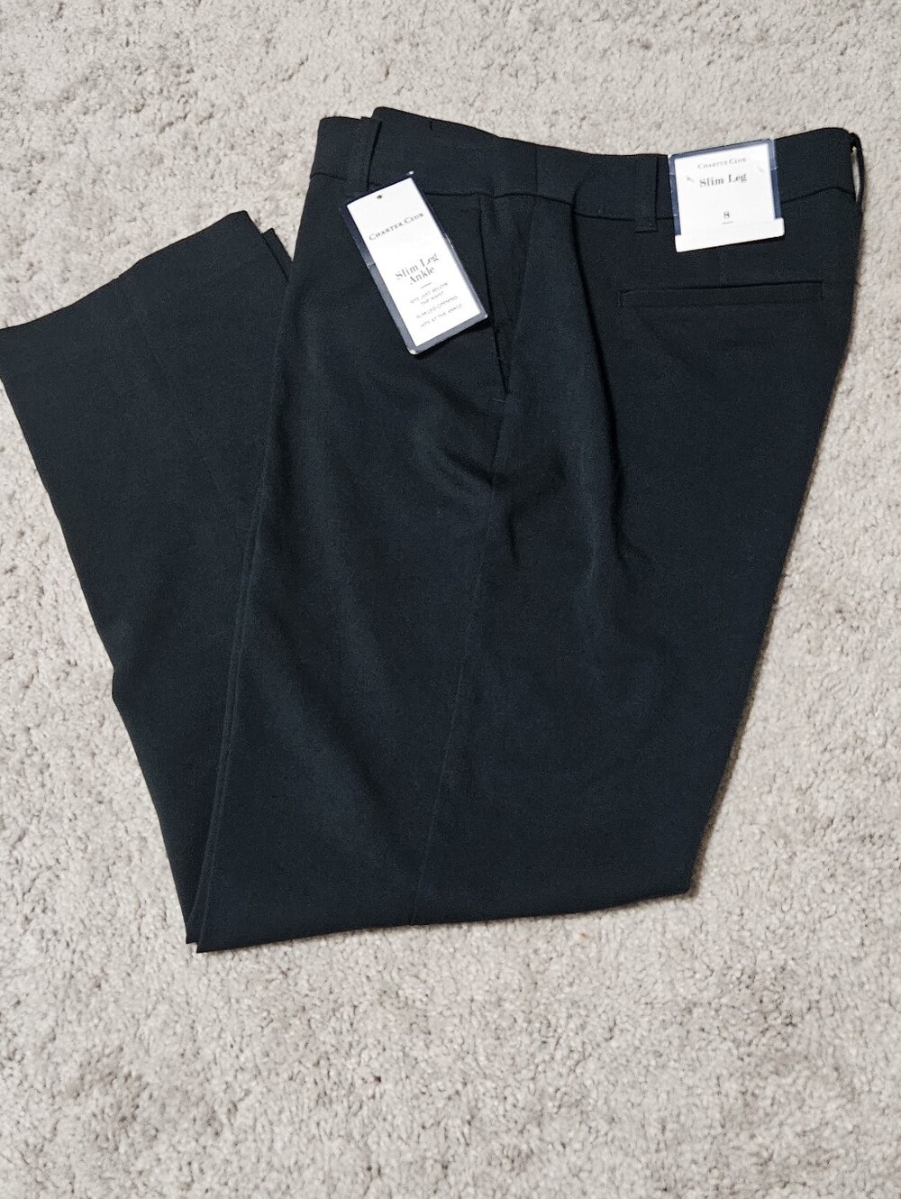 Charter Club Black Women's Slim Leg Ankle Dress Pants